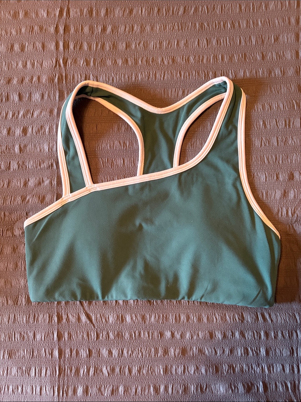Vitality Women’s Green Sports Bra with WhiteTrim